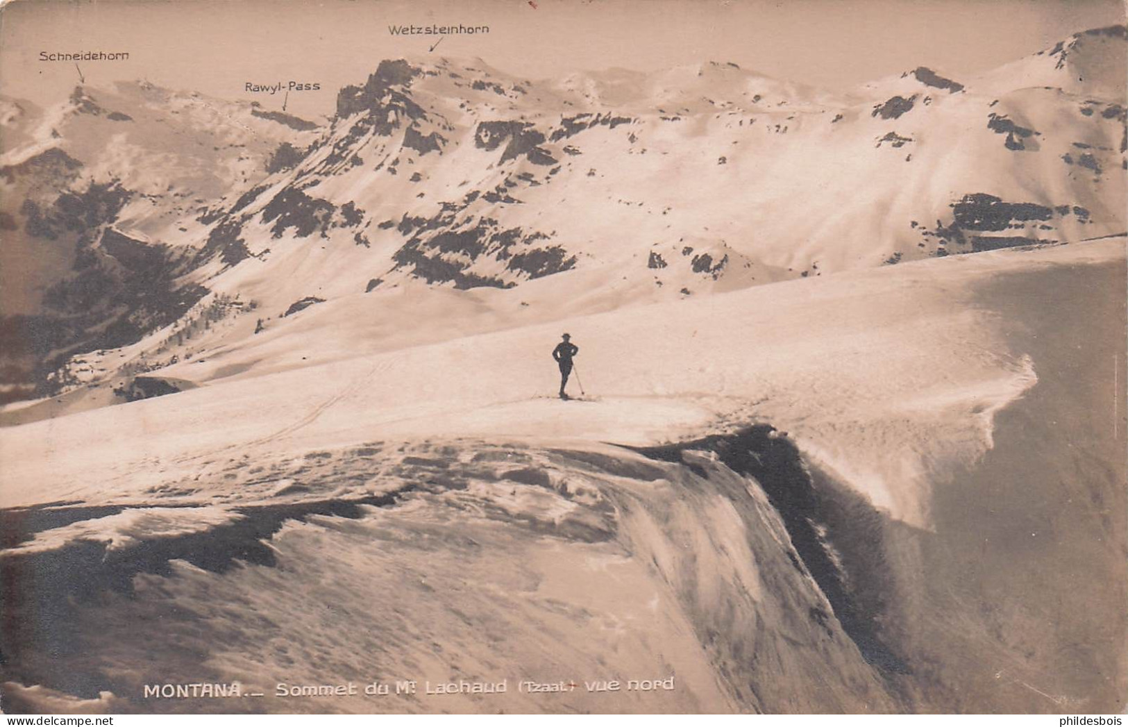 SUISSE  MONTANA  (carte photo)  sommet du Mt lachaud