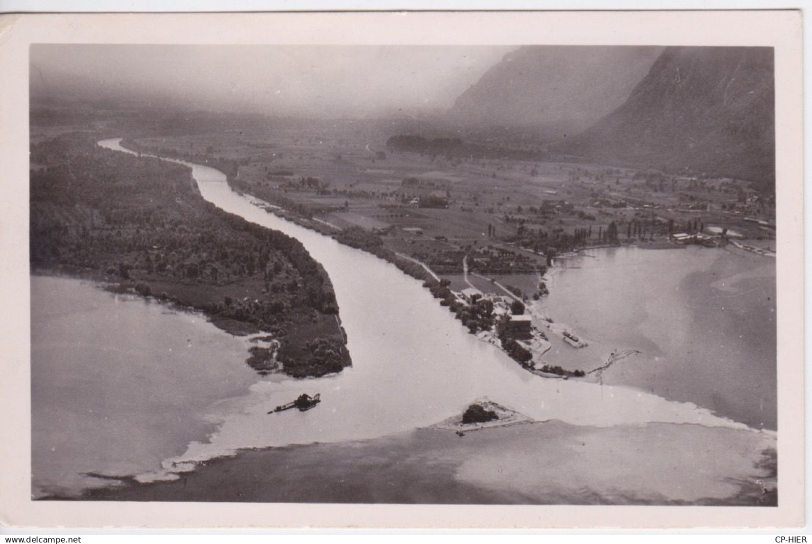 SUISSE -  PRES DE PORT-VALAIS BOUVERET - CARTE-PHOTO ANNE 1950 - ARRIVEE DU RHONE DANS LE LAC LEMAN AU BOUVERET