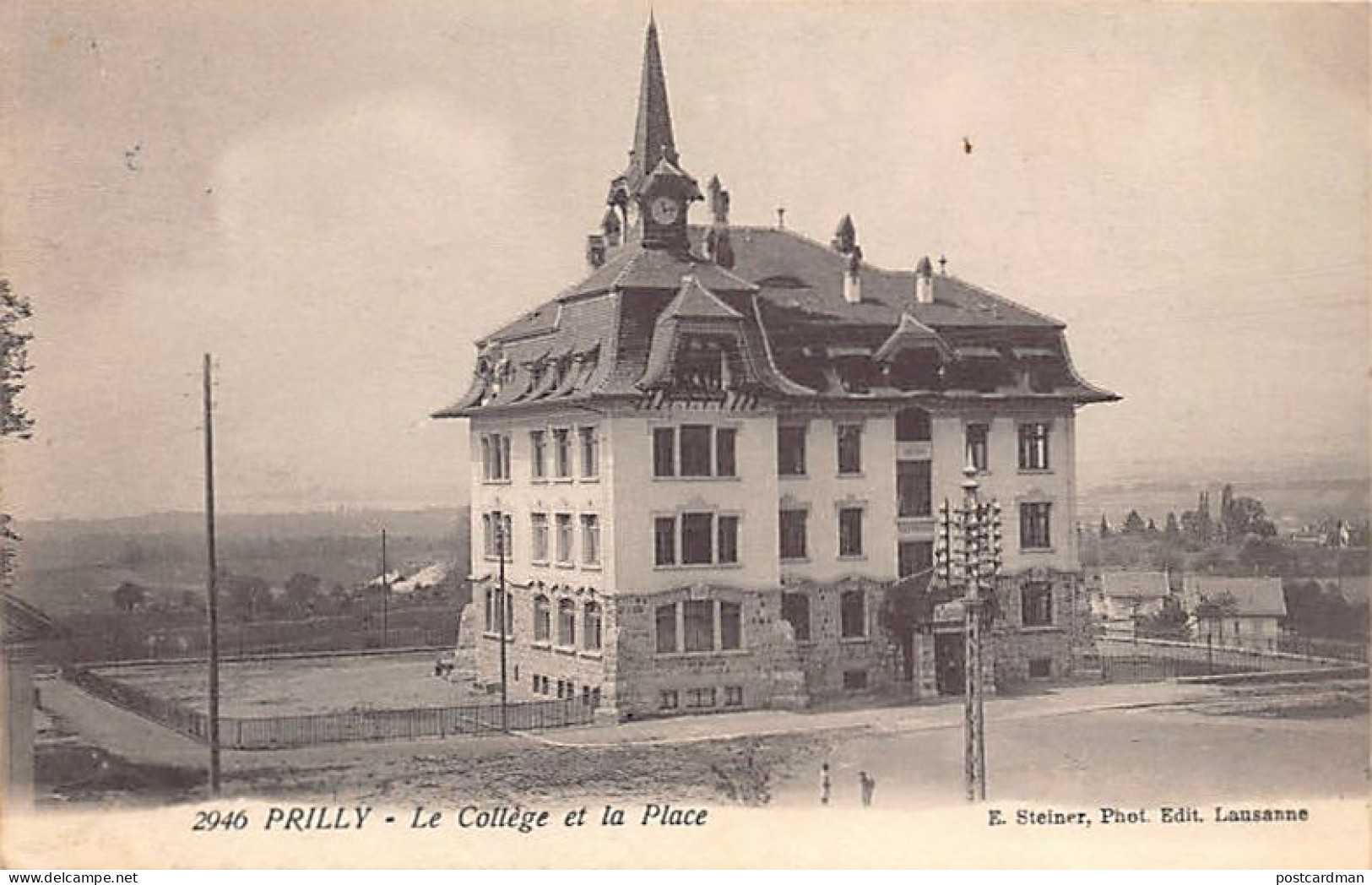 Suisse - PRILLY (VD) Le Collège et la Place - Ed. E. Steiner 2946