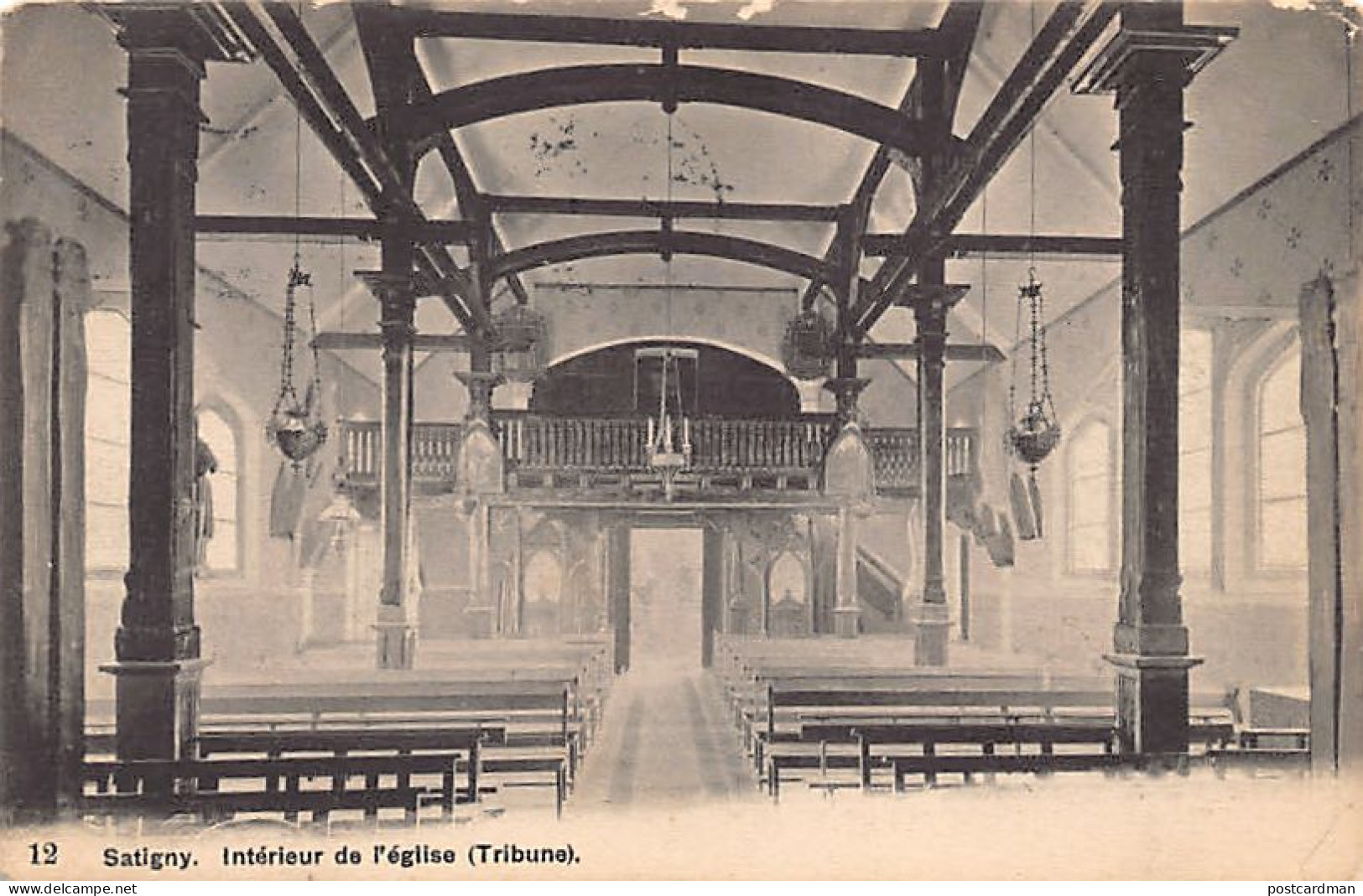 Suisse - Satigny (GE) Intérieur de l'église Tribune - Voir scna pour l'état - Ed. E.C. Satigny12