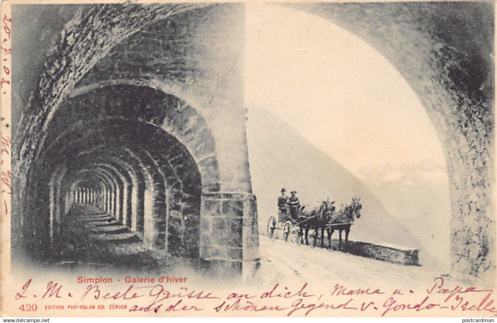 Suisse - Simplon (VS) Galerie d'hiver - Calèche - Ed. Photoglob 429