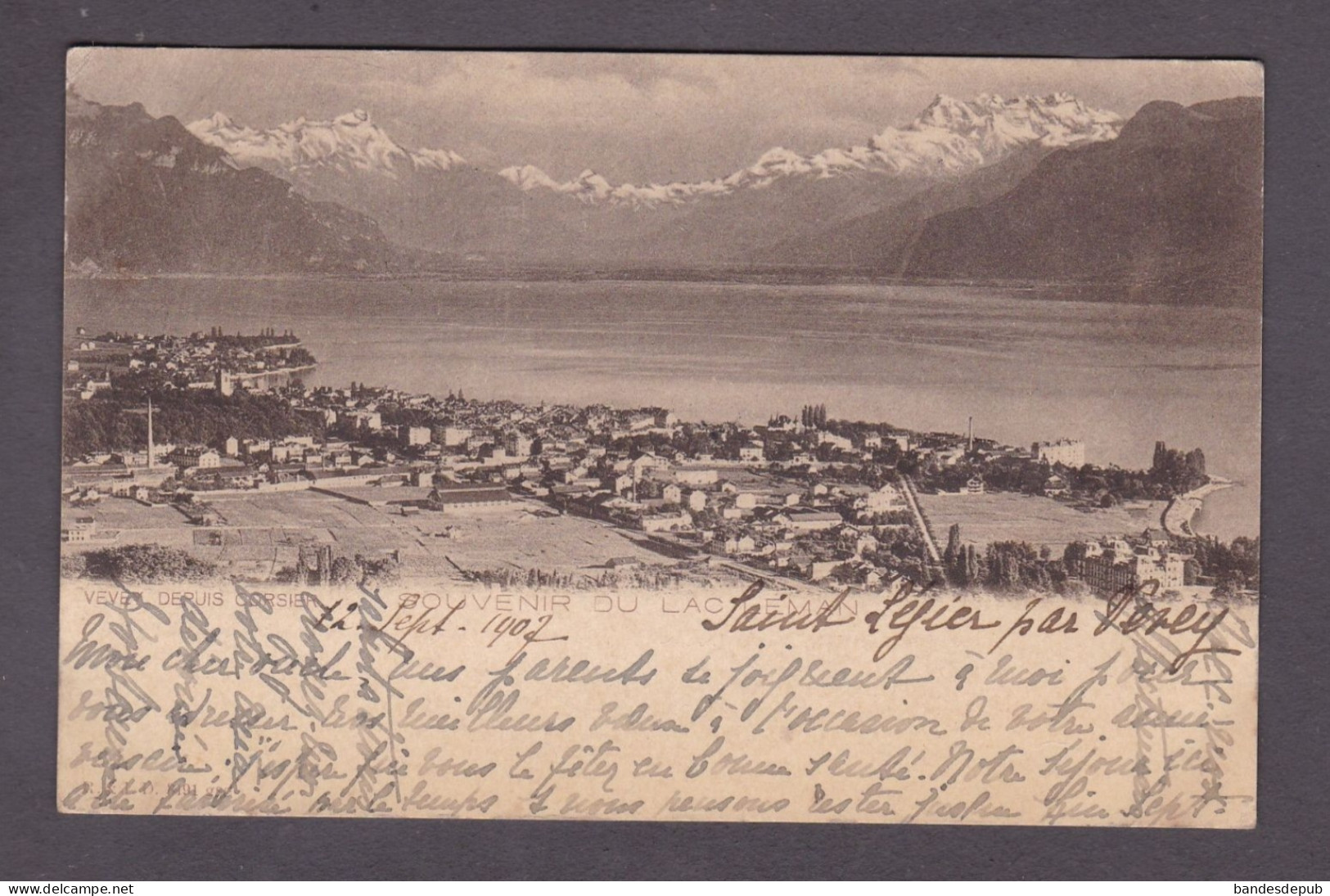 Suisse VD Souvenir du Lac Leman Vevey depuis Corsier (16966)