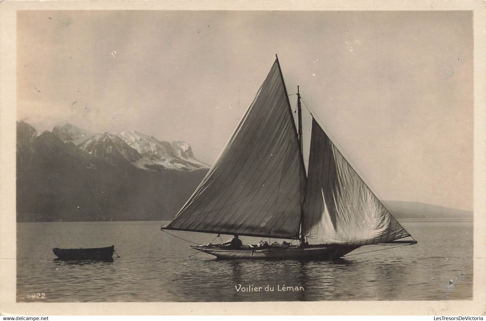 SUISSE - Voilier Léman - bateaux à voile - barque - animé - Carte Postale Ancienne