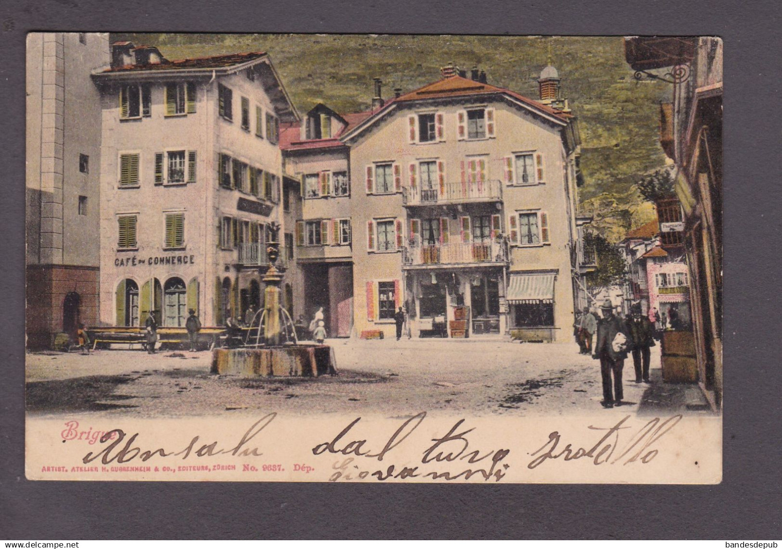 Suisse VS Brigue ( animée fontaine Cafe du Commerce  ( 2749)