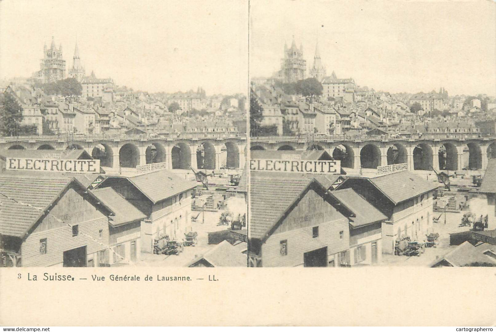 Suisse vue stereoscopique vue generale de Lausanne