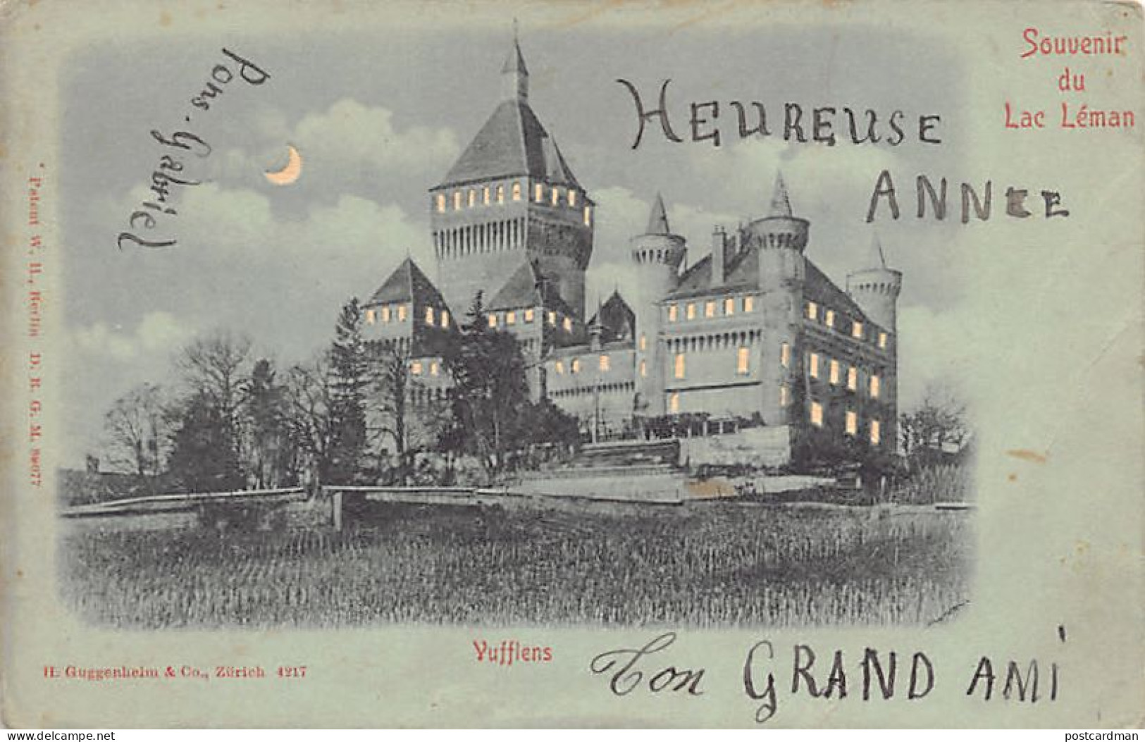 Suisse - Vufflens-le-Château (VD) Carte à la lune - le Château - Ed. H. Guggenheim & Co 4217