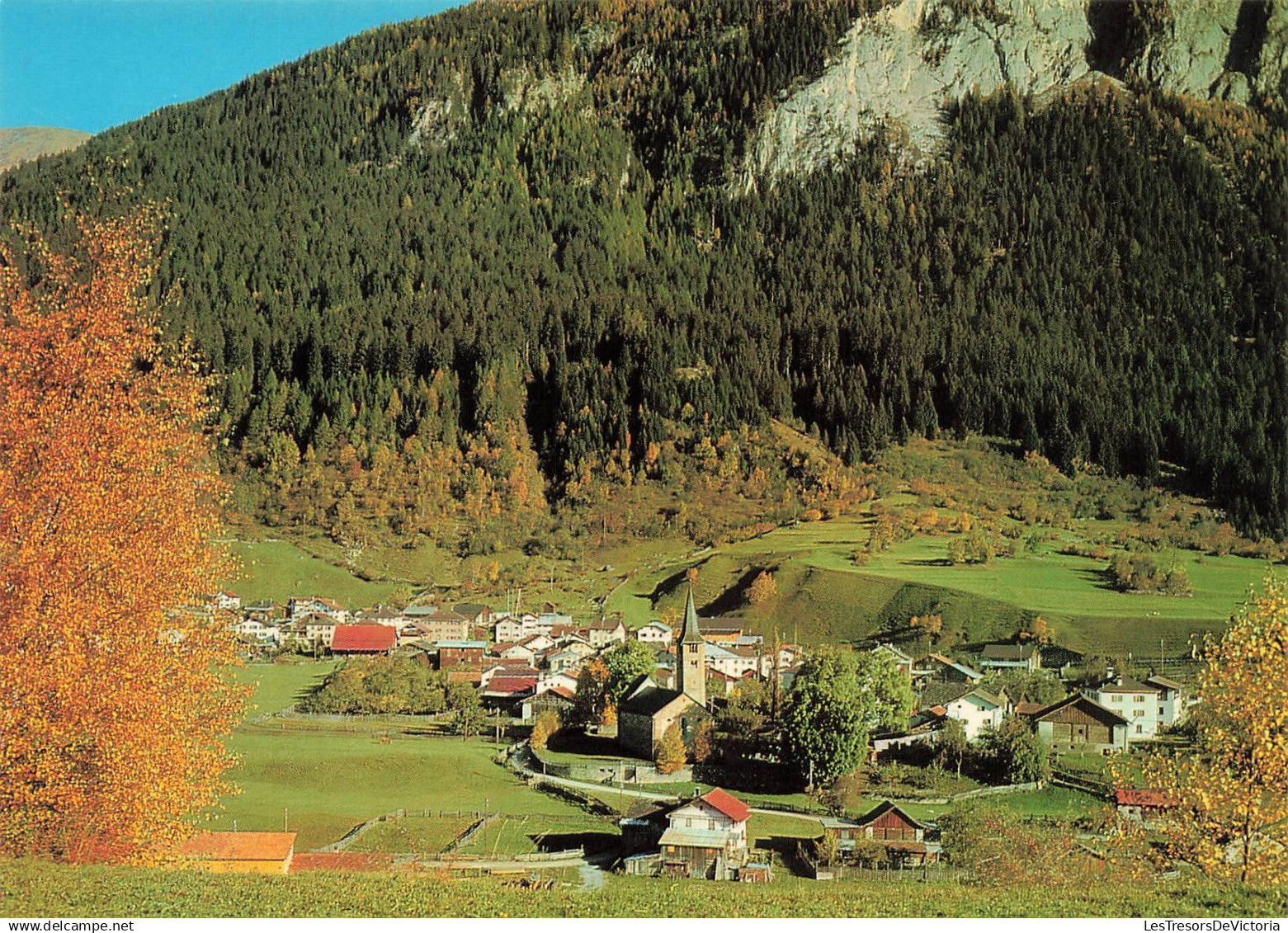 SUISSE - Zillis - Kirche St Martin - Graubünden - Aufnahme Photohaus Geiger - paysage - village - forêt - Carte postale