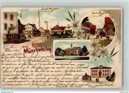 4333 Münchwilen AG 1899 BOAKC Dampfstrassenbahn Villa HeitzLithographie... - 13700286