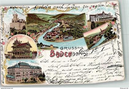 5400 Baden 1897 Lithographie Burg Schartenfels Gasthaus Chalet Berna Gra... - 13596517