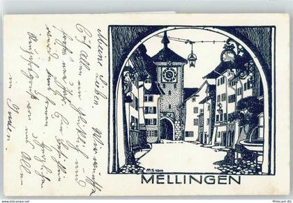 5507 Mellingen - Zeichnung, Ortspartie - 51100743