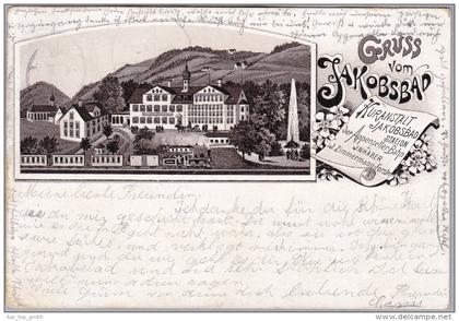 AK AI Appenzell GONTEN JAKOBSBAD 1898-07-06 Appenzell Gruss vom Jakobsbad Litho Metz