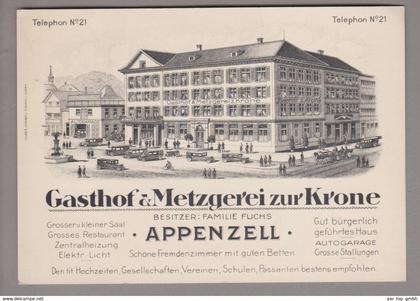 AK CH AI Appenzell Werbekarte Gasthof & Metzgerei zur Krone