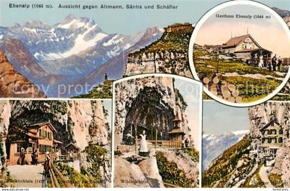 Ebenalp 1641m AI Aussicht gegen Altmann Saentis und Schaefler Bergwelt Appenzell