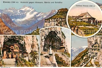 Ebenalp 1641m AI Aussicht gegen Altmann Saentis und Schaefler Bergwelt Appenzell