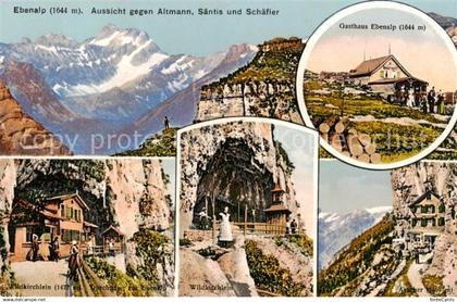 Ebenalp 1641m AI Aussicht gegen Altmann Saentis und Schaefler Bergwelt Appenzell