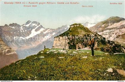 Ebenalp 1641m AI Aussicht gegen Altmann Saentis und Schaefler Bergwelt Appenzell