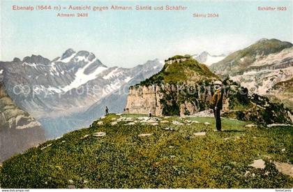 Ebenalp 1641m AI Aussicht gegen Altmann Saentis und Schaefler Bergwelt Appenzell