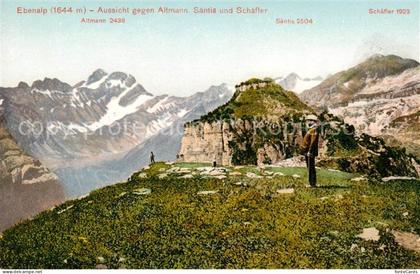 Ebenalp 1641m AI Aussicht gegen Altmann Saentis und Schaefler Bergwelt Appenzell