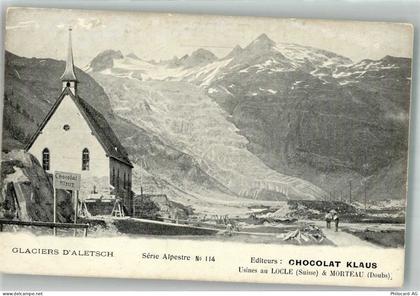 Fieschertal Kapelle vor dem Aletschgletscher Klaus Schokolade Werbe AK... - 38172311