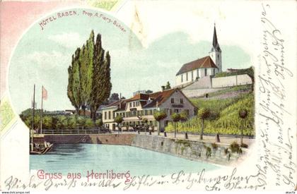 PC SWITZERLAND HERRLIBERG HOTEL RABEN VINTAGE POSTCARD (b64927)