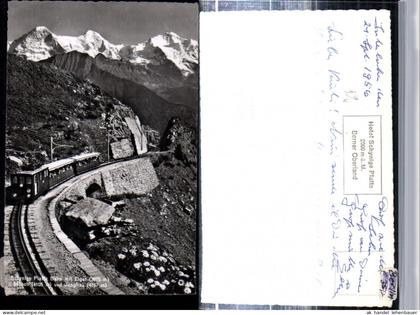 309476,Schynige Platte b. Gündlischwand Zahnradbahn m. Eiger Mönch Jungfrau Bergkulisse Kt Bern