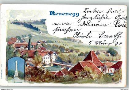 3176 Neuenegg 1898 Lithographie Denkmal - 13596366