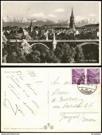 Ansichtskarte Bern (Schweiz) Berne Berne et les Alpes Panorama-Ansicht 1955
