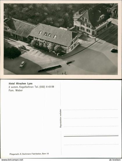 Ansichtskarte Lyss Luftbild Fliegeraufnahme Hotel zum Hirschen 1965