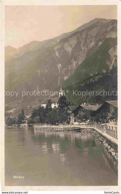 Brienz Brienzersee BE Brienzersee Kirche Seeufer Berge Spiegelung Steg Dorf
