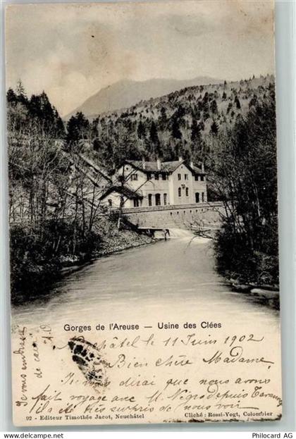 Les Gorges 1902 - Usine des Clees Areuse Brücke - 10586633