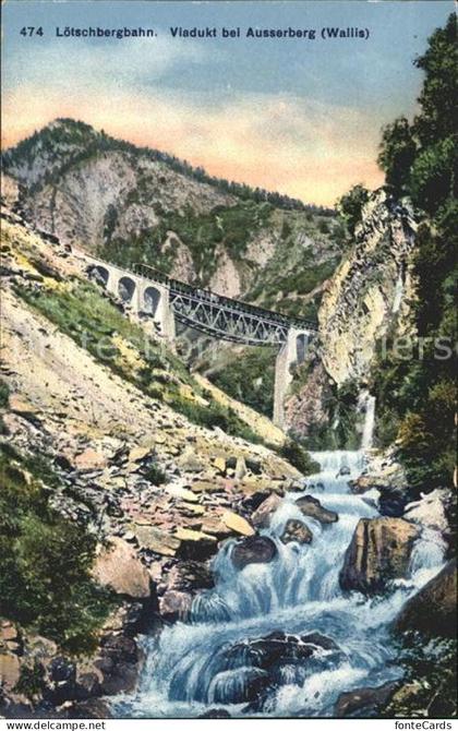 Loetschbergbahn Viadukt bei Ausserberg Gebirgsbach