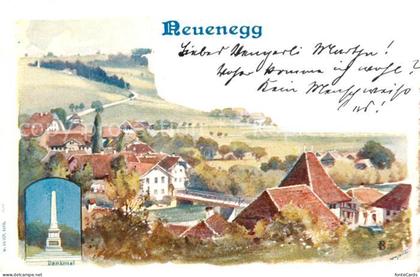 Neuenegg Denkmal Panorama Kuentlerkarte Litho