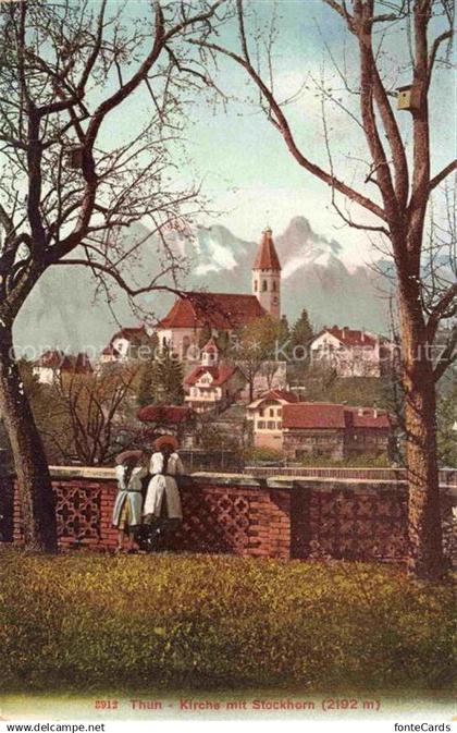 THUN Thoune BE Kirche mit Stockhorn