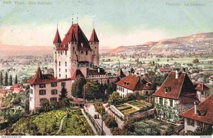 THUN Thoune BE Schloss-Thun Turm Schlossanlage Garten Panorama Wohnhaeuser Huege