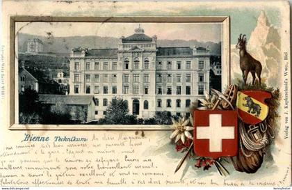 Bienne - Technikum - Prägekarte - Litho