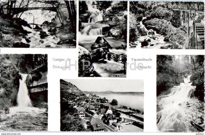 Twannbachschlucht - Gorges de Douanne - waterfall - multiview - 308 - old postcard - Switzerland - unused