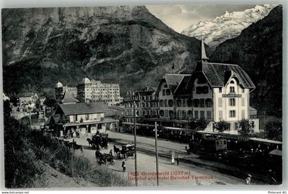 3818 Grindelwald 1910 Foto AK Bahnhof Hotel Bahnhof-Terminus - 13307669