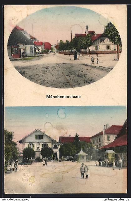 AK Münchenbuchsee, Strassenpartien mit Kindern