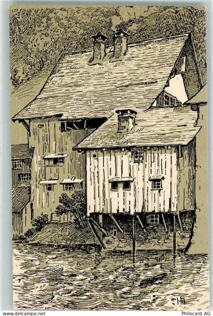 3657 Schwanden Sigriswil Künstlerkarte An der Linth sign Nach der Natur ... - 13197587