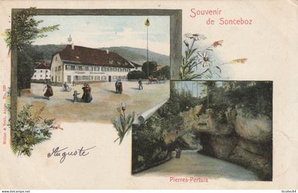 CPA-SUISSE-SWITZERLAND-Souvenir de Sonceboz-Pierre Pertuis