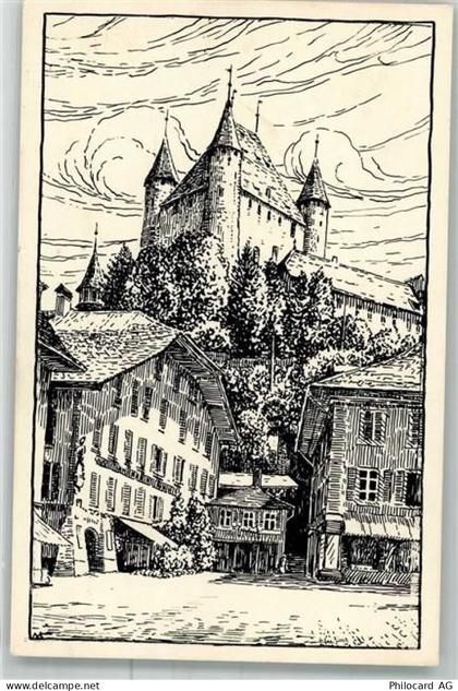 3600 Thun 1923 Radierung Schloss Feldpost Thun-Kaserne - 38023525