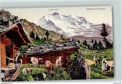 3823 Wengen - Alphütte bei Wengen Jungfrau Bäurin Kühe - 10395116
