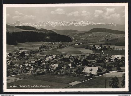 AK Zäziwil, Totalansicht aus der Vogelschau mit Blick auf die Stockhornkette