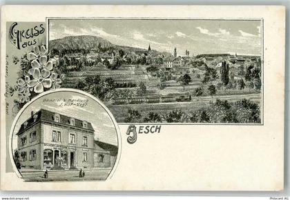 4147 Aesch BL Lithographie Bäckerei Handlung J. Hof-Vogt Eisenbahn - 13633695