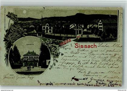 4450 Sissach 1899 BOAKC Lithographie/Mondschein Ebenrain Gebrauchsspuren... - 13702606