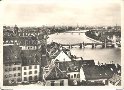 Basel BS Blick vom Muenster und Rein-Bruecken