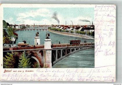 4000 Basel Bâle 1903 Foto AK 3 Rhein- Brücken - 38218952