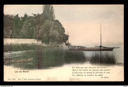 SUISSE - LAC DE MORAT - EDITEUR T. PFAFF N° 2217