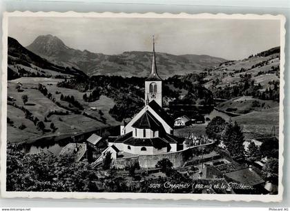1637 Charmey Gruyère 1946 Foto AK Kirche - 38217186