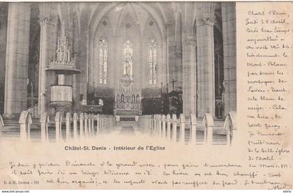 ***  FRIBOURG ***  CHATEL SAINT DENIS  institut Villard intérieur de la Chapelle timbrée décollemnt partiel feuillets